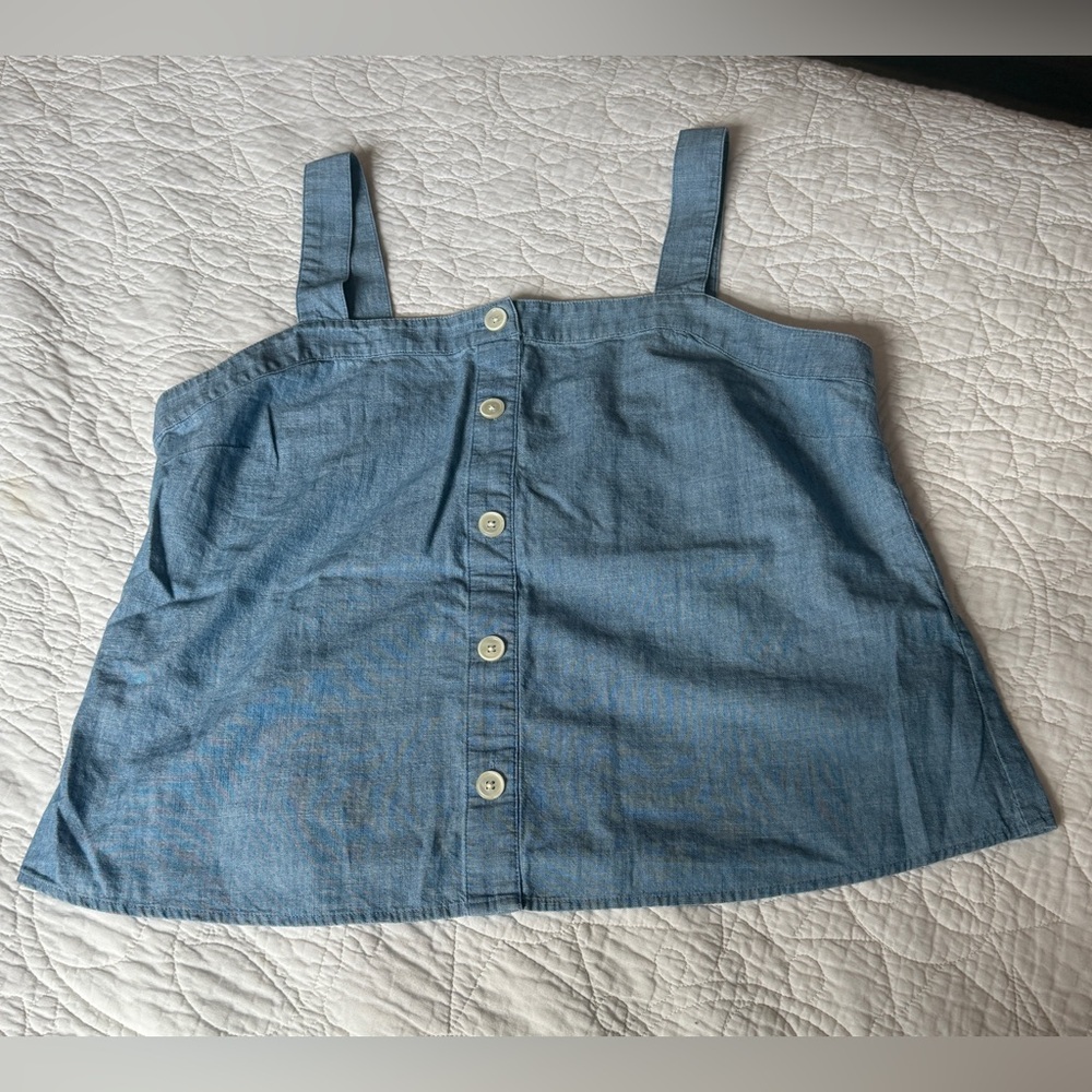 J. Crew size XL Blue Button-Down Denim Tank Top in good used condition